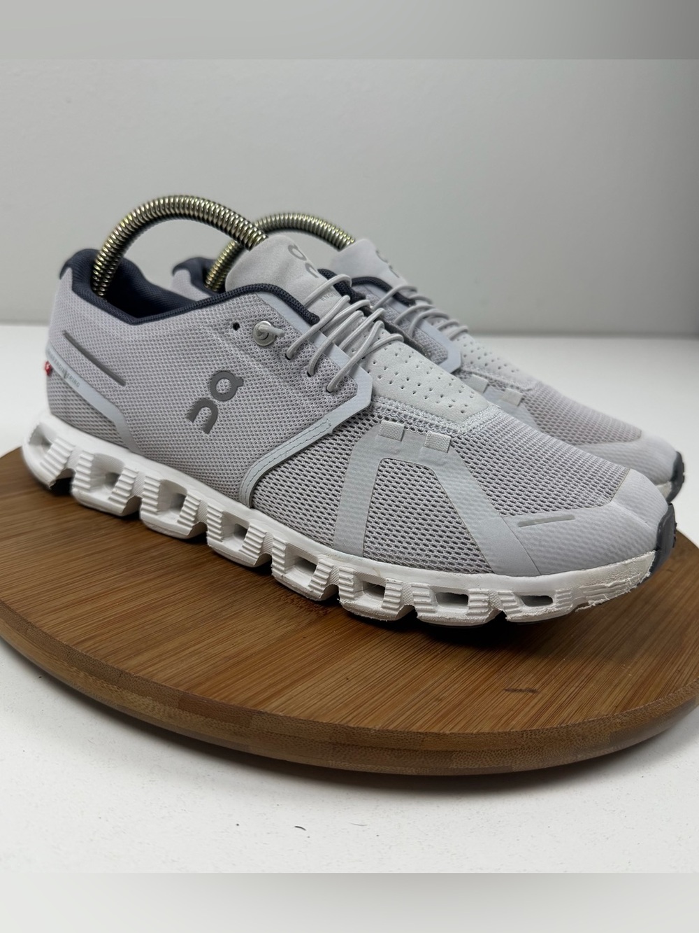 On Running Men's Cloud 5 Sneakers in Light Gray and White